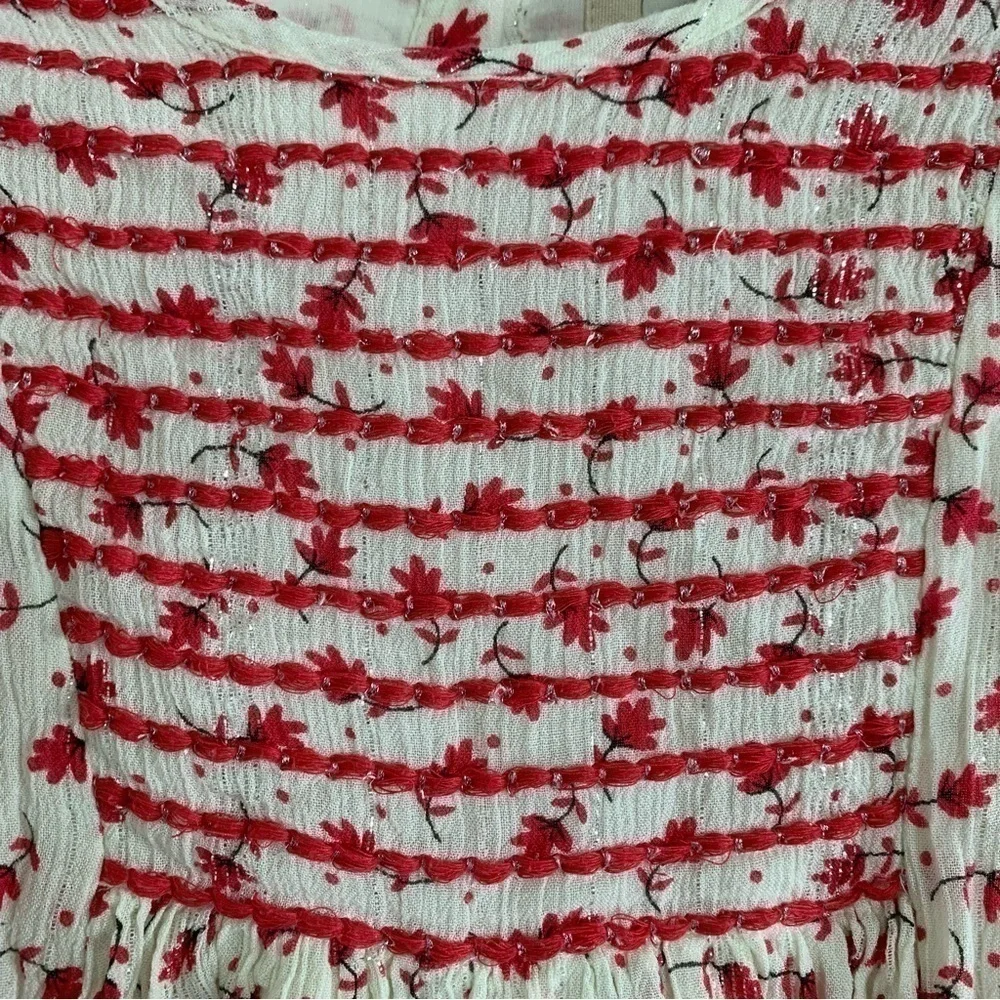 Peek Dress Girl’s Size 8 Leaves Metallic Threads boho Long Sleeve